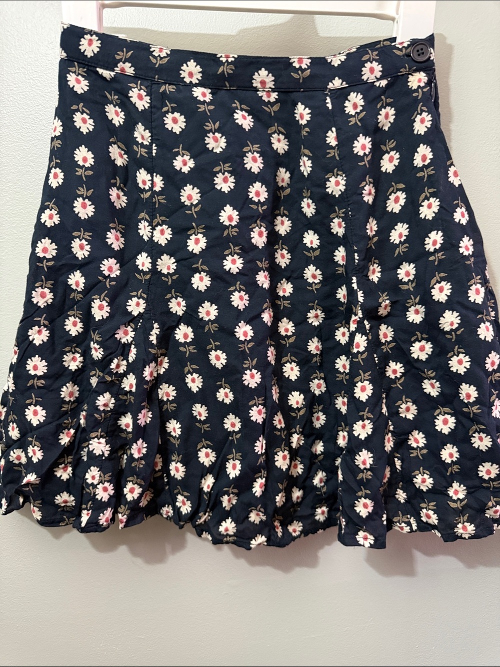 Billabong Navy Floral Bubble-Hem Skater Skirt
